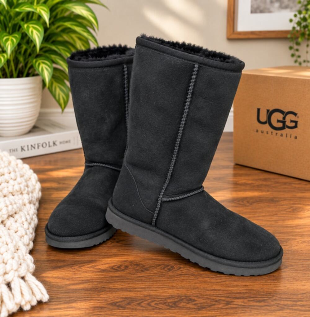 UGG Australia Women’s Black Tall Suede Boots Size 11